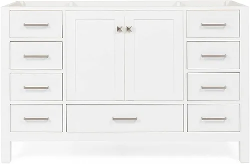 Vista 39 de ARIEL Cambridge Mueble base de tocador de baño de 36 pulgadas, madera maciza, 2 puertas de cierre suave, 5 cajones de cola de milano, roble marrón