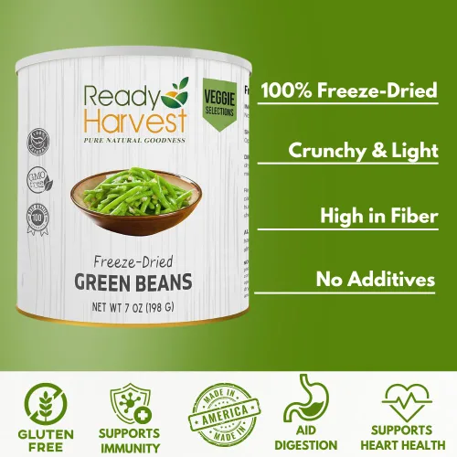 Vista 4 de Ready Harvest Alimentos liofilizados - Judías verdes Alimentos de emergencia Vegetales para acampar Lata #10 Vida útil de 25 años Latas