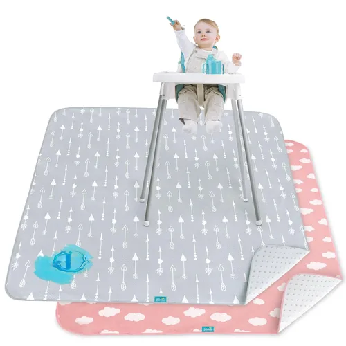 Vista 12 de Paquete de 2 alfombrillas antisalpicaduras para debajo de la silla alta, artes, manualidades y desorden alimentario, tapete antideslizante