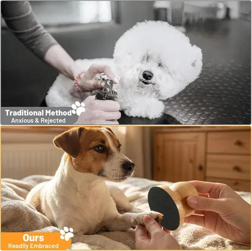 Vista 5 de 1 tabla de rascar para uñas de perro con 6 piezas de papel de lija reemplazable, lima de uñas de perro de madera, herramienta de aseo silencioso