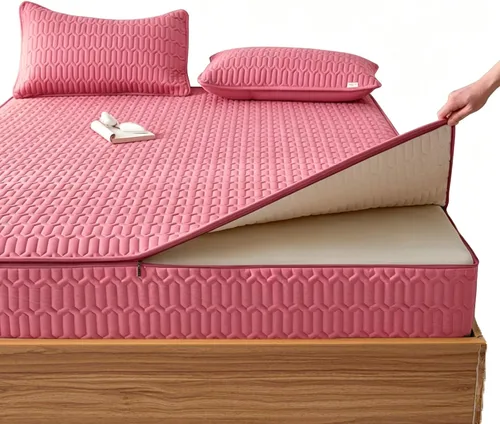 Vista 9 de Mattress Protector Zipper Closure Cover, Six-Sided Mattress Encasement Quilted for Home Hotel Bedroom Dormitory, Machine Washable Blanco