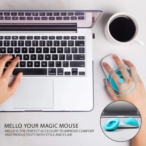 Vista 4 de Mello - Cojín de silicona compatible con Apple Magic Mouse 1 y 2 (azul arándano)