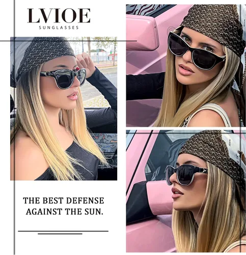 Vista 2 de LVIOE Gafas de sol polarizadas para mujer gafas de sol clásicas de moda antirreflejos 100 protección UV