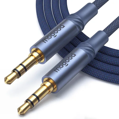 Vista 9 de MOGOOD Cable auxiliar de audio de 0.1 in macho a macho, nailon trenzado Azul