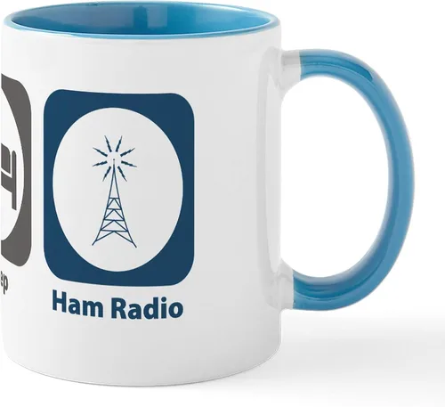 Vista 37 de CafePress Eat Sleep - Taza de café de cerámica con radio, 11 oz (11.0 fl oz)