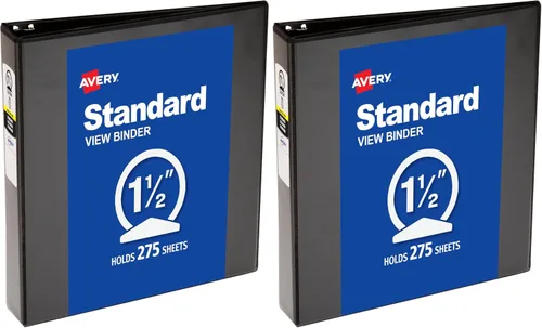 Vista 8 de Carpeta básica con aro, por Avery, Negro 1.5 pulgadas