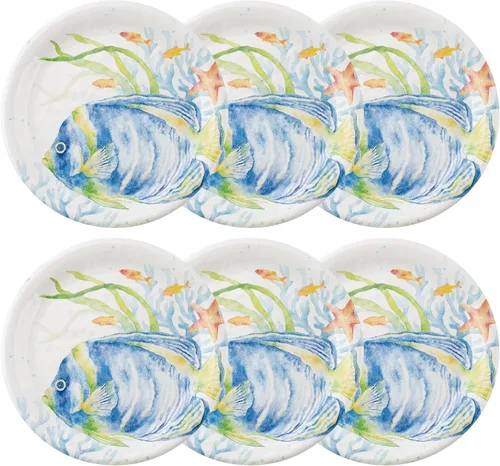 Vista 5 de UP UPware - Juego de platos redondos para ensalada de melamina de cangrejo, platos redondos para risotto, pasta y ensalada, sin BPA, aptos