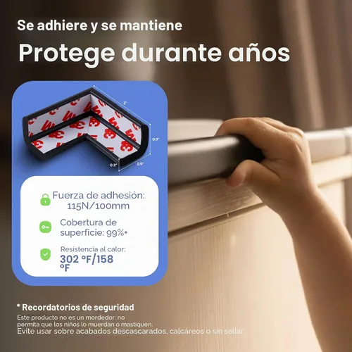 Vista 5 de Esquinas a prueba de bebés y bordes de 15 pies con parachoques de seguridad para esquinas y bordes de muebles, parachoques absorbente de impactos