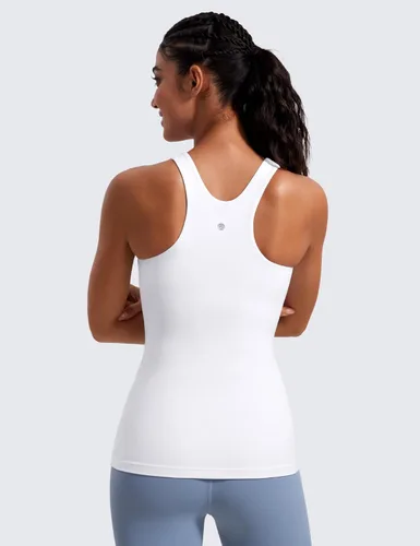 Vista 5 de CRZ YOGA Butterluxe - Camiseta sin mangas de cuello alto con espalda cruzada para mujer, con brasier integrado, para entrenamiento, yoga, atlética