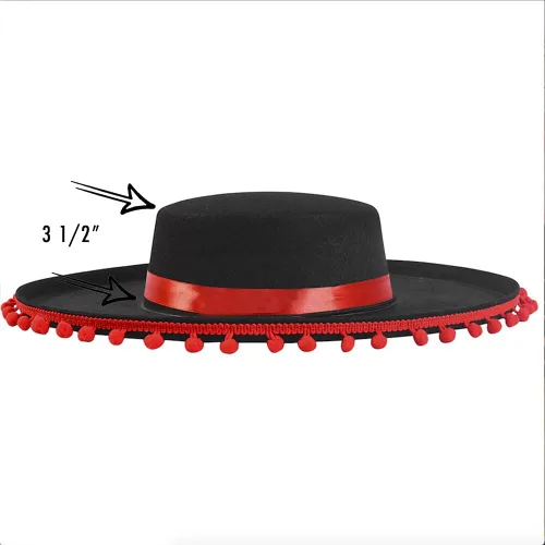 Vista 6 de Funny Party Hats - Traje de Matador: Sombrero de Lucha de Toros Negro y Rojo
