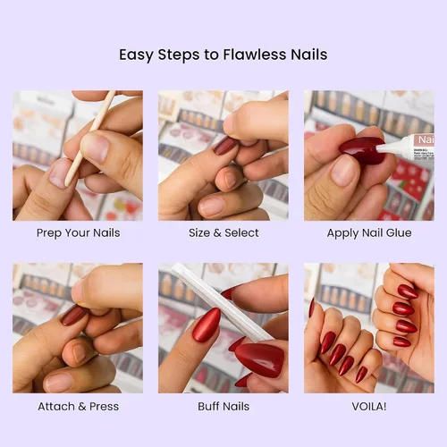 Vista 8 de Allkem - Uñas de presión de color solido, extra largas, estilo cónico, bailarina, cobertura total de uñas