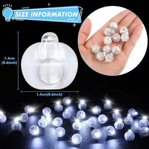 Vista 2 de LIHAO 30 piezas luces LED para globos, mini luces LED redondas de bola para linterna de papel, Navidad, Halloween, cumpleaños, boda (blanco)