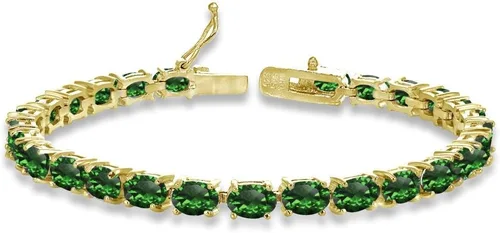 Vista 12 de B. BRILLIANT Pulsera para mujer, pulsera de piedra natal, 0.236 x 0.157 pulgadas, de corte ovalado, auténtica o sintética, pulseras de plata de ley