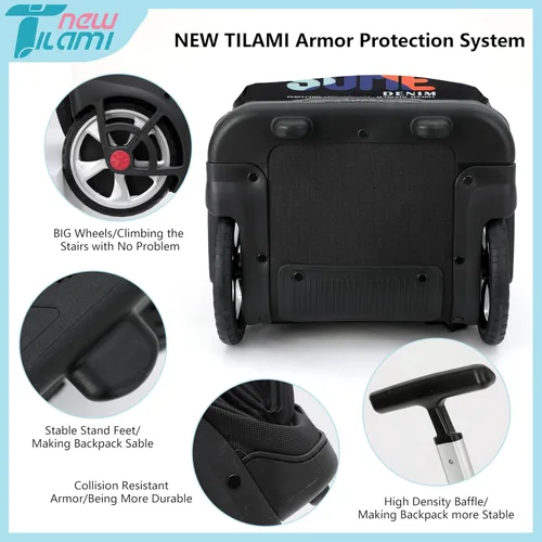 Vista 112 de NEW TILAMI Mochila con ruedas de 19 pulgadas con bolsa de almuerzo para niñas y niños, mochila para laptop con ruedas, bolsa de mano duradera