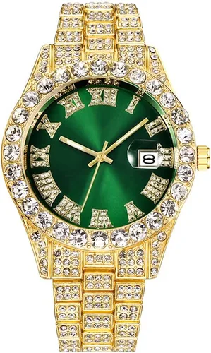 Vista 8 de SENRUD Reloj de pulsera analógico de cuarzo con diamantes de imitación de cristal para hombre