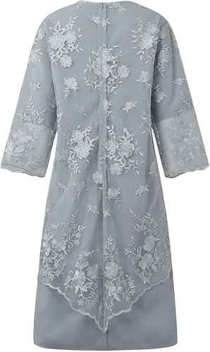 Vista 3 de YZHM Vestidos de madre de la novia, vestidos de talla grande para mujeres con curvas de encaje, elegante vestido de cóctel midi vestido de fiesta