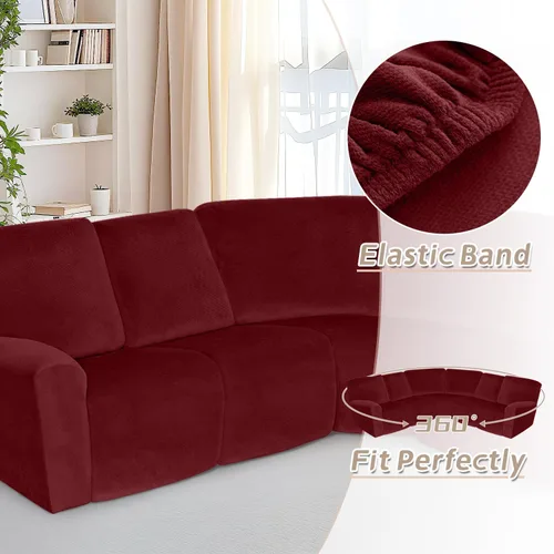 Vista 147 de Arfntevss Fundas de sofá seccional reclinable de terciopelo, Funda de sofá seccional de esquina para sofá reclinable, Funda elástica suave