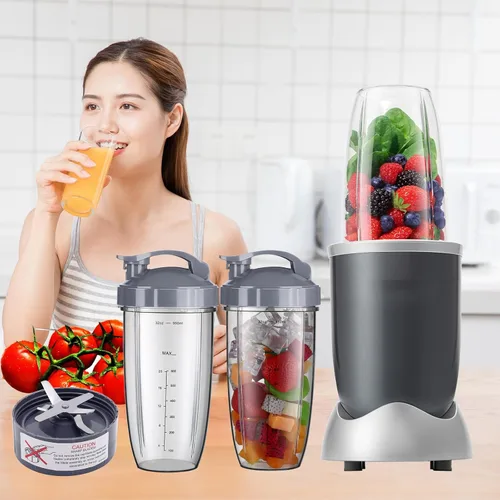 Vista 7 de Para nutribullet - Juego de tazas de licuadora y cuchilla, 32 onzas con 2 tapas abatibles para llevar y 1 mango de anillo de tapa, piezas