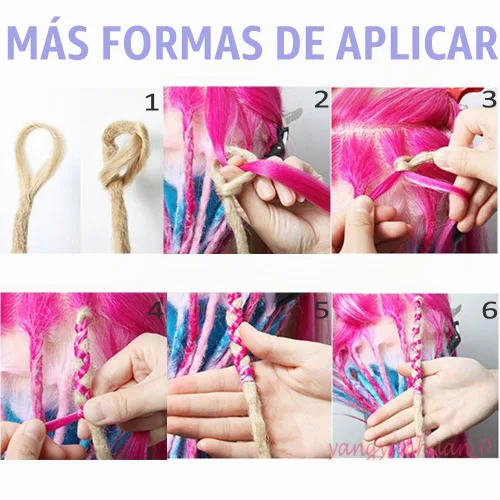 Vista 7 de Extensiones de rastas cortas de 12 pulgadas, 5 hebras, suaves hechas a mano, rastas de ganchillo para hombres, reggae hip-pop, rubio natural Natural