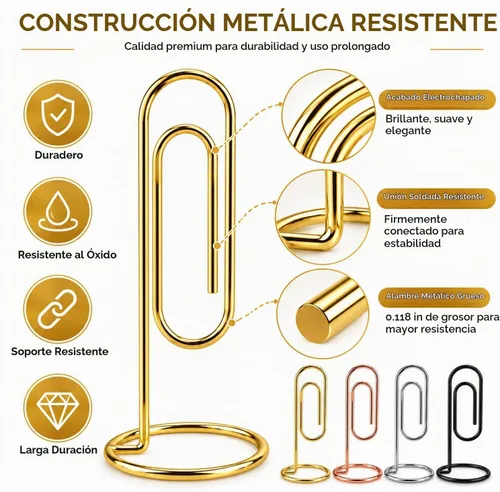 Vista 3 de Soporte para notas de escritorio, 4 piezas de clip de papel de escritorio jumbo, soporte para tarjetas de mesa, soporte de oficina, soporte de 4