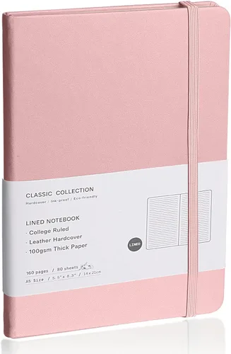 Vista 8 de Cuaderno rayado con tapa dura para hombres y mujeres – Cuadernos para escribir, trabajo, escuela, hogar y notas diarias, 160 páginas – Tamaño A5