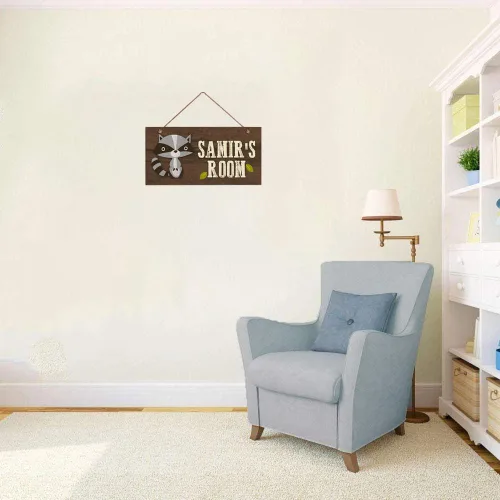 Vista 5 de Letreros personalizados, lindo letrero de mapache, decoración de pared personalizada, nombre personalizado, habitación de niños, habitación de bebé