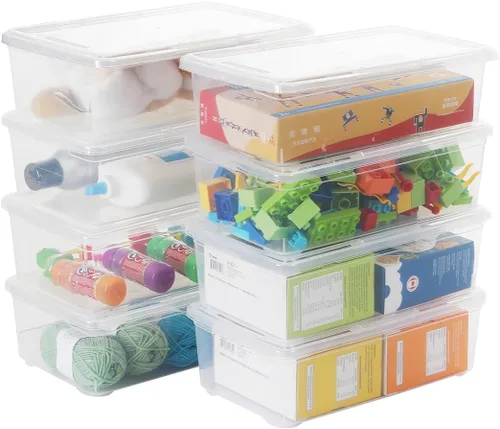 Vista 8 de Caja de almacenamiento con pestillo de 6 cuartos de galón, contenedores de almacenamiento transparentes de plástico con tapas apilables