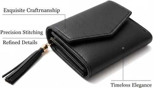 Vista 17 de Cartera con tarjetero RFID para mujer, billetera delgada, plegable, multitarjeta, con cremallera, monedero