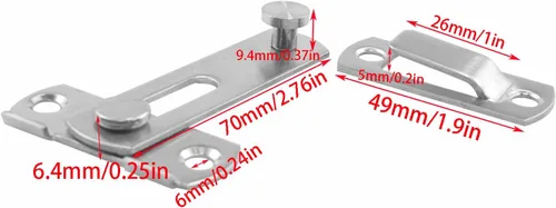 Vista 4 de Pestillo de puerta plegable doble de acero inoxidable, pestillo francés con tornillos, tipo plano giratorio de 180°, para puertas de granero, 4 uds