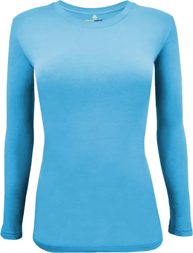 Vista 27 de Natural Uniforms Camiseta Under Scrub para mujer, cuello redondo, manga larga, paquete de 3, paquete múltiple de 3