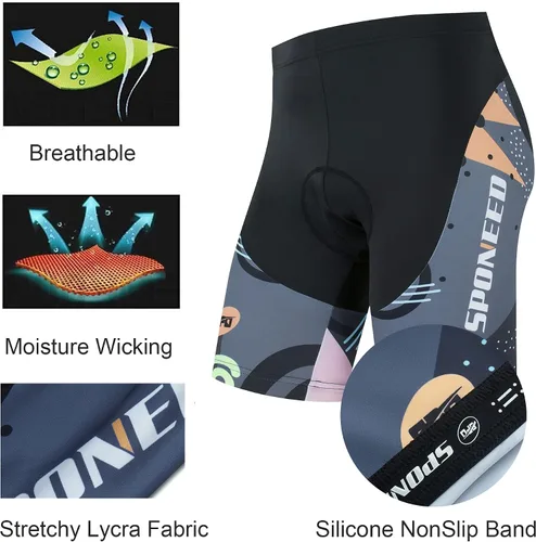 Vista 5 de Sponeed, suéter de ciclismo, mallas cortas con almohadilla, respirable, ciclismo, hombres.