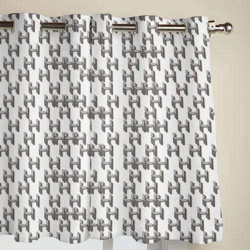 Vista 3 de Libaoge Curtains Panels for Kitchen Letter H Geometric Pixel Style Modern Window Curtains Light Filtering Grommet Top Drapes for Bedroom Closet-Set