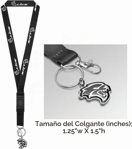 Vista 3 de iPick Image Llavero de metal troquelado para Dodge SRT Hellcat con correa de cordón negro, producto oficial exclusivo