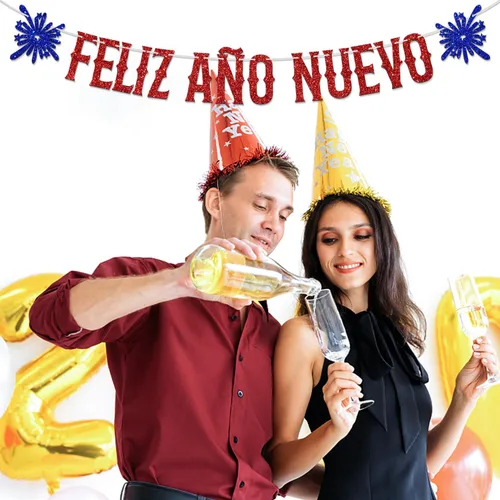 Vista 3 de Cartel de Feliz Anos Nuevo – Cartel de fiesta de Nochevieja en español 2026, Hello 2026, Cheers to 2026, suministros de decoración de fiesta