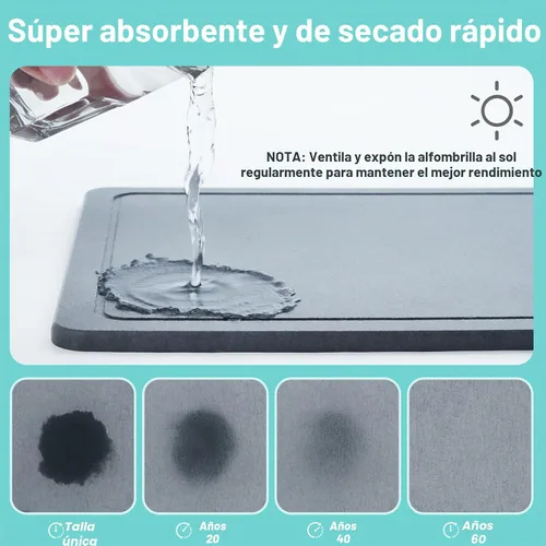 Vista 2 de VABNEER Escurridor de Trastes con Tapete de Secado de Piedra, Secado Rápido/Inoxidable/Super Resistente/Ahorrador de Espacio, Coladores de Platos