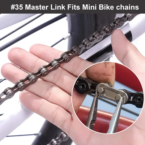 Vista 6 de PAGOW Rodillo de eslabones maestros de cadena #35, conector resistente de aleación de acero para bicicleta, mini hoyo de karting, ATV, scooter