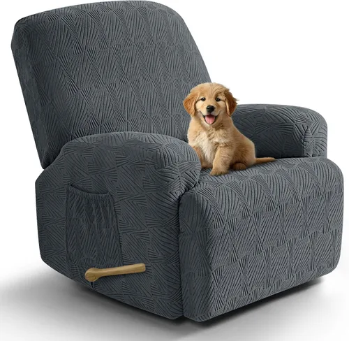 Vista 9 de VANSOFY Fundas para sillas reclinables, 4 piezas, elásticas, de tela jacquard, suave funda para silla reclinable, protector de muebles con parte