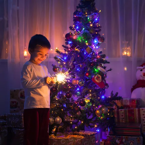 Vista 6 de Heyworld - 100 luces LED de parpadeo lento para Navidad, 5mm de ángulo amplio y brillo suave, certificadas por UL, 8.2 metros de tira de luces
