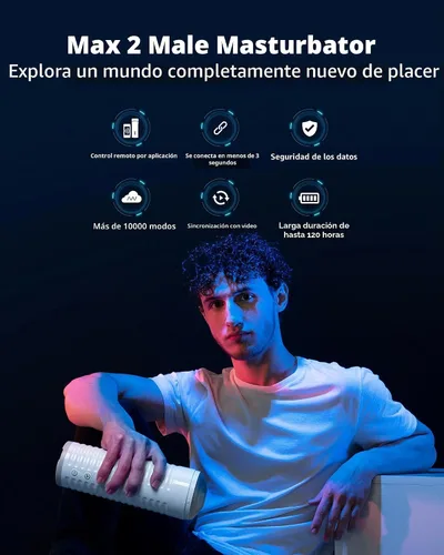 Vista 3 de LOVENSE Max 2 Masturbador Masculino Juguetes Sexuales, Máquina de Vibración Automática de Bolsillo con Contracciones de 360 Grados, Juguetes