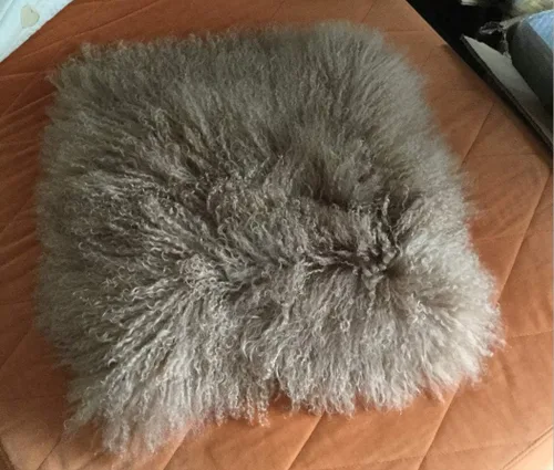Vista 4 de Seek4comfortable Funda de almohada 100% auténtica de lana de oveja mongol Funda de cojín decorativa de piel de oveja mongol para sala de estar