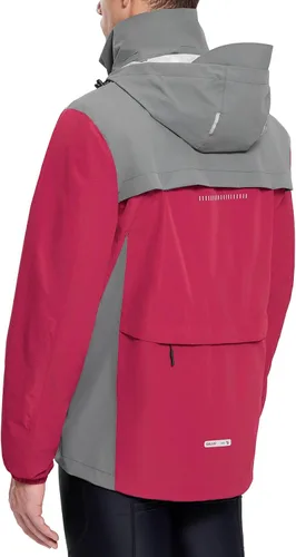 Vista 8 de baleaf Chaqueta impermeable para hombre con capucha ligera reflectante A-Negro