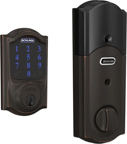 Vista 12 de Schlage Connect BE469ZP CEN 716 - Cerradura de seguridad inteligente con alarma incorporada, moldura Century en bronce envejecido