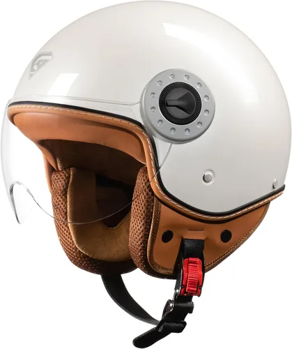 Vista 4 de KYPARA Casco de motocicleta de cara abierta vintage aprobado por DOT con visera, casco retro de media cara para hombres y mujeres