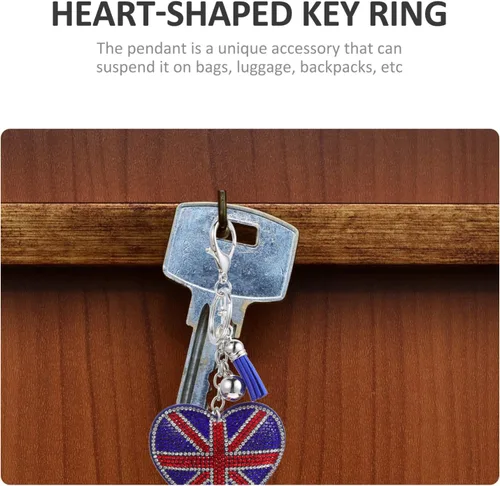 Vista 4 de Llavero Union Jack con diamantes de imitación, llavero de bandera británica, llavero de bandera británica, bolso de mano, recuerdo II 2022 recuerdo