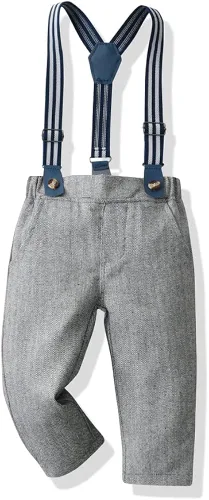 Vista 4 de Moyikiss Studio Conjunto de ropa de caballero de manga larga para niños pequeños y niñas