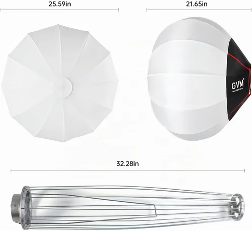 Vista 2 de GVM - Modificador de luz suave para linterna de 26 pulgadas/25.6 in, ajuste rápido, plegable, para GVM SD80D SD200B SD300B SD400B SD500B SD650B