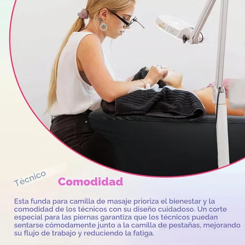Vista 7 de Funda de cama de pestañas, cubierta impermeable de cuero artificial para mesa de masaje, protector de cera ajustable para cama de esteticista
