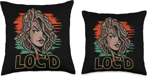Vista 3 de Locs Afro Dreadlocks Love Natural Beauty Hair It's the Locs for Me-Afro Hair Black American African Girl Throw Pillow, 18x18, Multicolor
