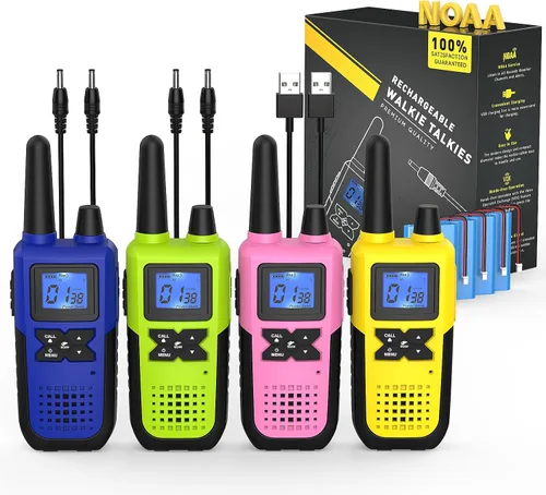 Vista 12 de Topsung Walkie Talkies Long Range FRS IVOX NOAA 1800mAh Li-Po Rechargeable Blue Green Orange Pink
