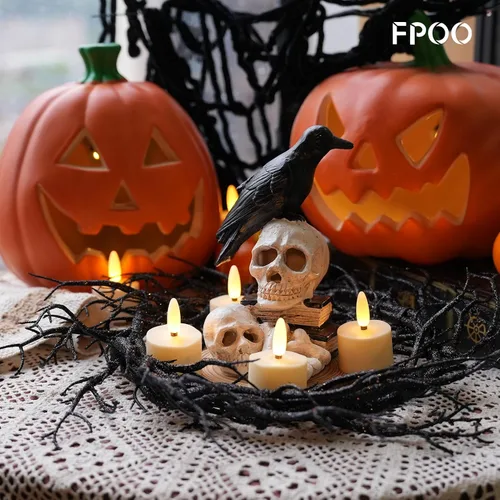 Vista 5 de FPOO Velas de té recargables con temporizador remoto, 6 velas votivas sin llama USB Rechargeable with remote, 4H/6H timer, and warm LED flicker
